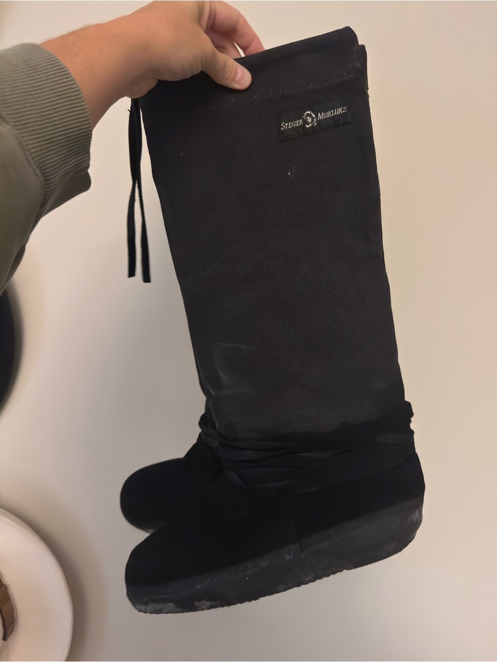Women's Black Tall Steger Mukluk, classic with lace up